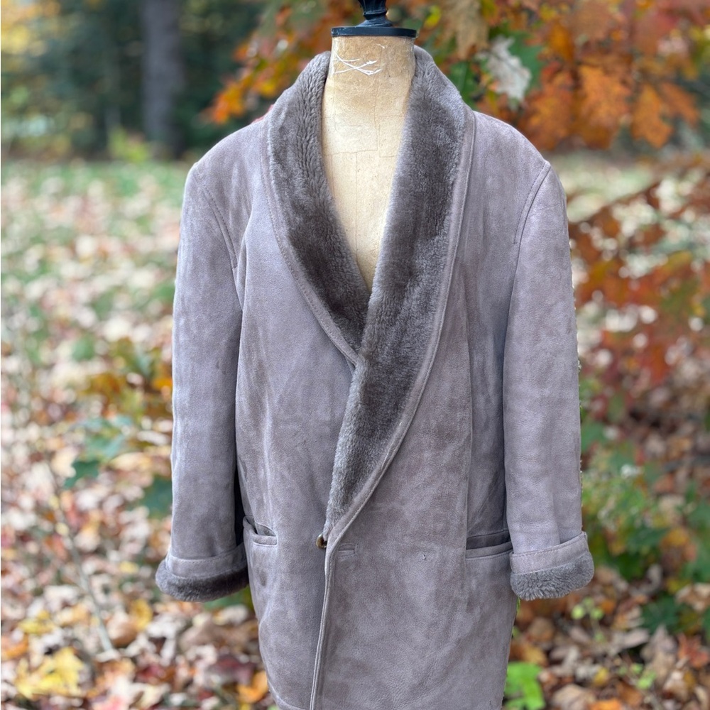 Women's Grey/Beige Shearling Leather Jacket
